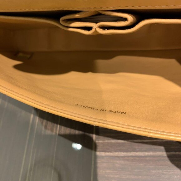 Authentic CHANEL CC Lambskin East West Chocolate Bar Purse Flap Chain Beige Gold - Picture 14 of 14